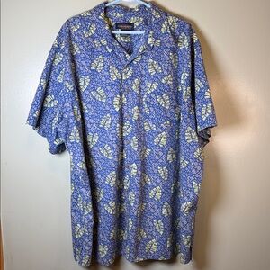 Blue and lime green Patterned Men's Casual Button Down Shirt